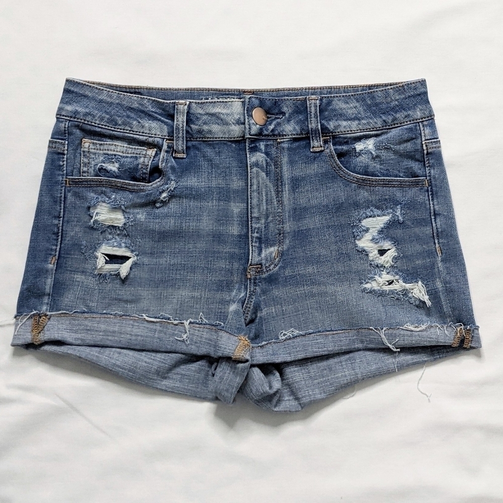 American Eagle Distressed Hi Rise Shortie Shorts